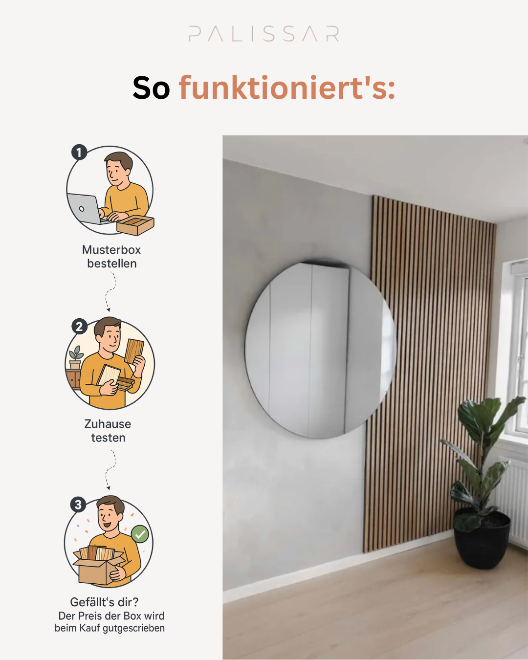 Musterbox mit Holzpaneelen Palissar® Premium| Mehrere Farbe