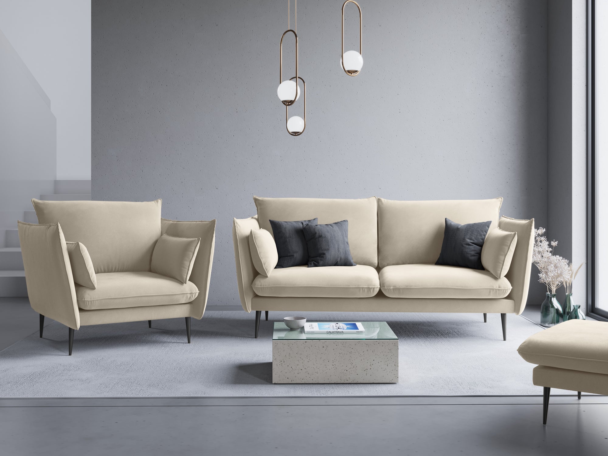Divano a 3 posti Agate - beige chiaro