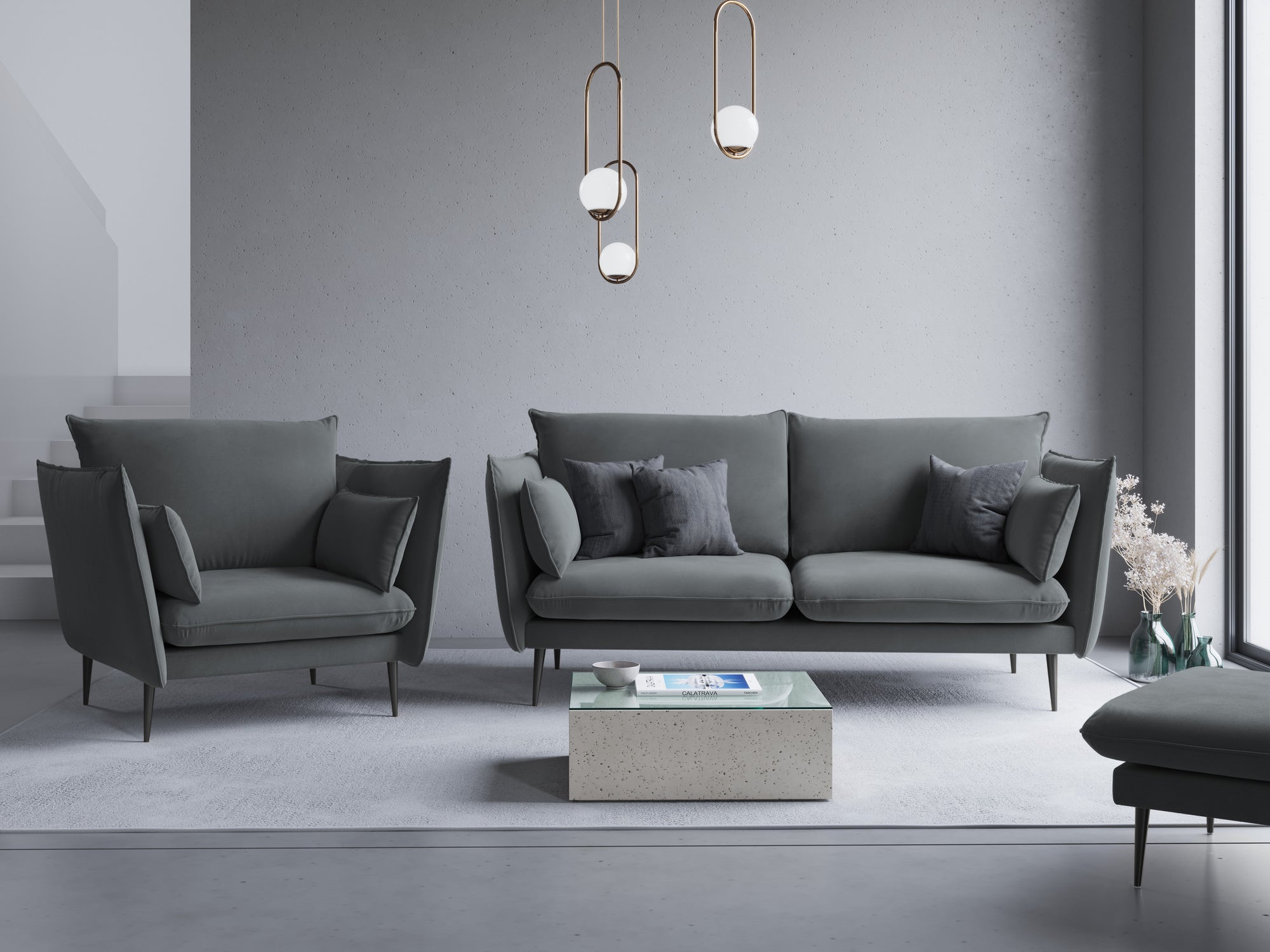 Divano a 3 posti Agate - grigio scuro