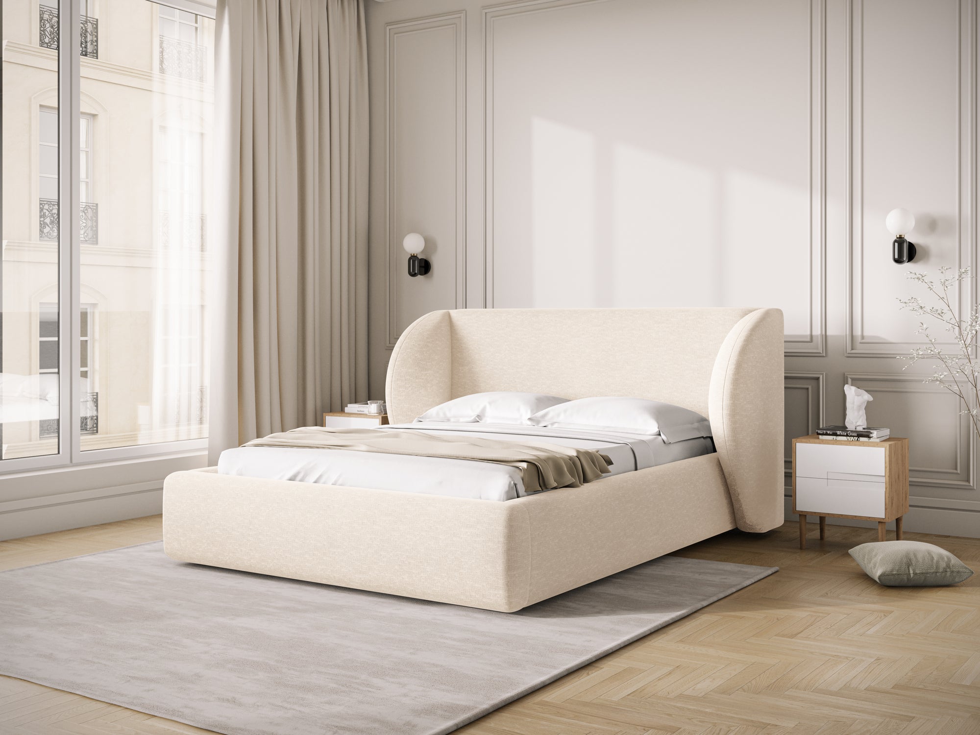 Cadre de lit Miley - beige clair