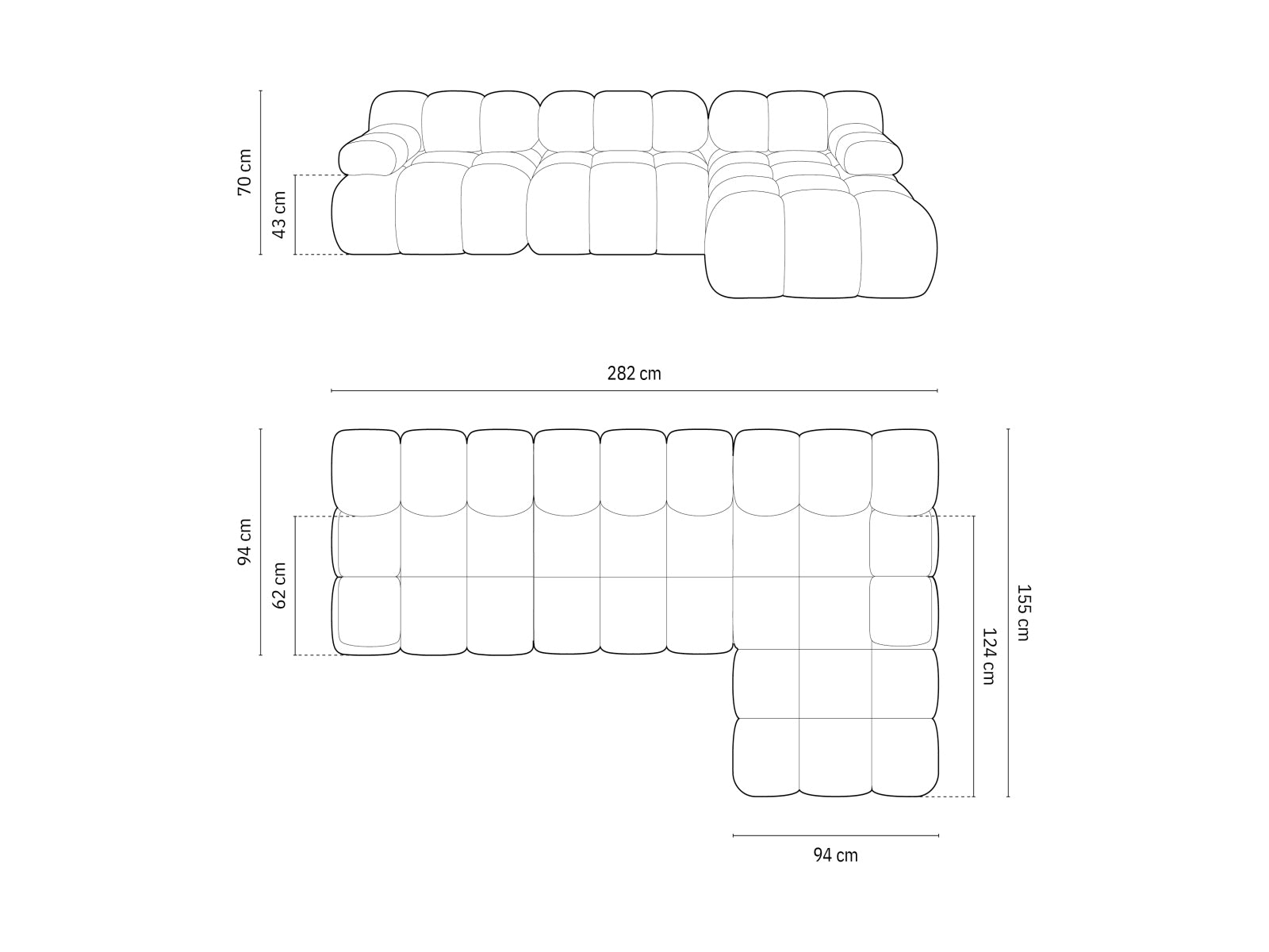 Canapé Bellis en L droit - beige clair | Canapé 4 places et plus