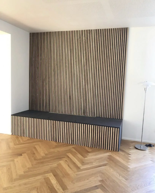 Pannelli acustici esclusivi Palissar® | 300x60 cm - Rovere chiaro (feltro acustico nero)