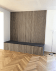 Akustikpaneele Palissar® Exklusiv| 300x60 cm - Light Oak (Schwarzer Akustikfilz) - Palissar