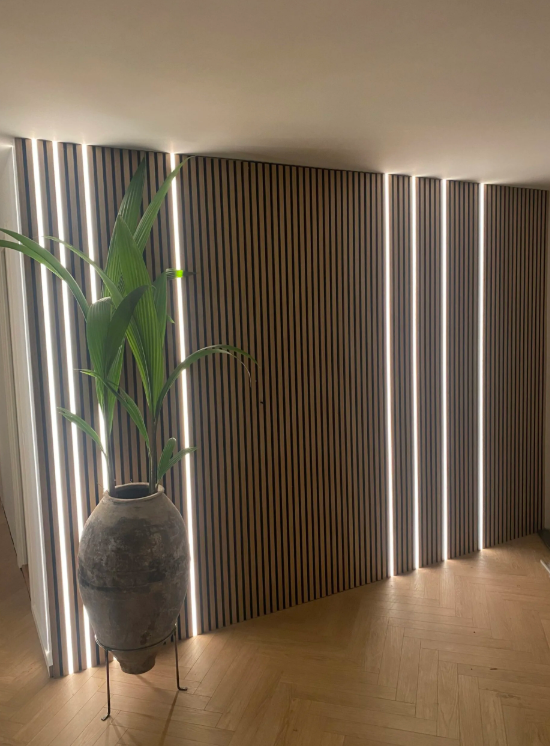 Pannelli acustici esclusivi Palissar® | 300x60 cm - Rovere chiaro (feltro acustico nero)