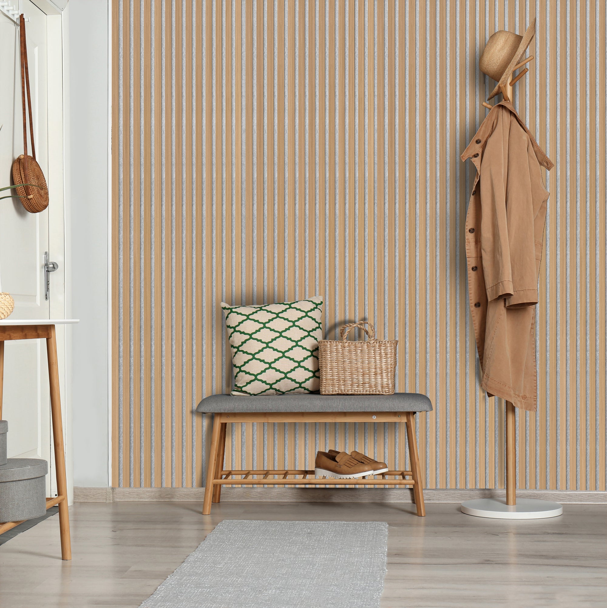 Panneaux acoustiques Palissar® Standard | 244 x 52 cm - Chêne clair (feutre acoustique gris)