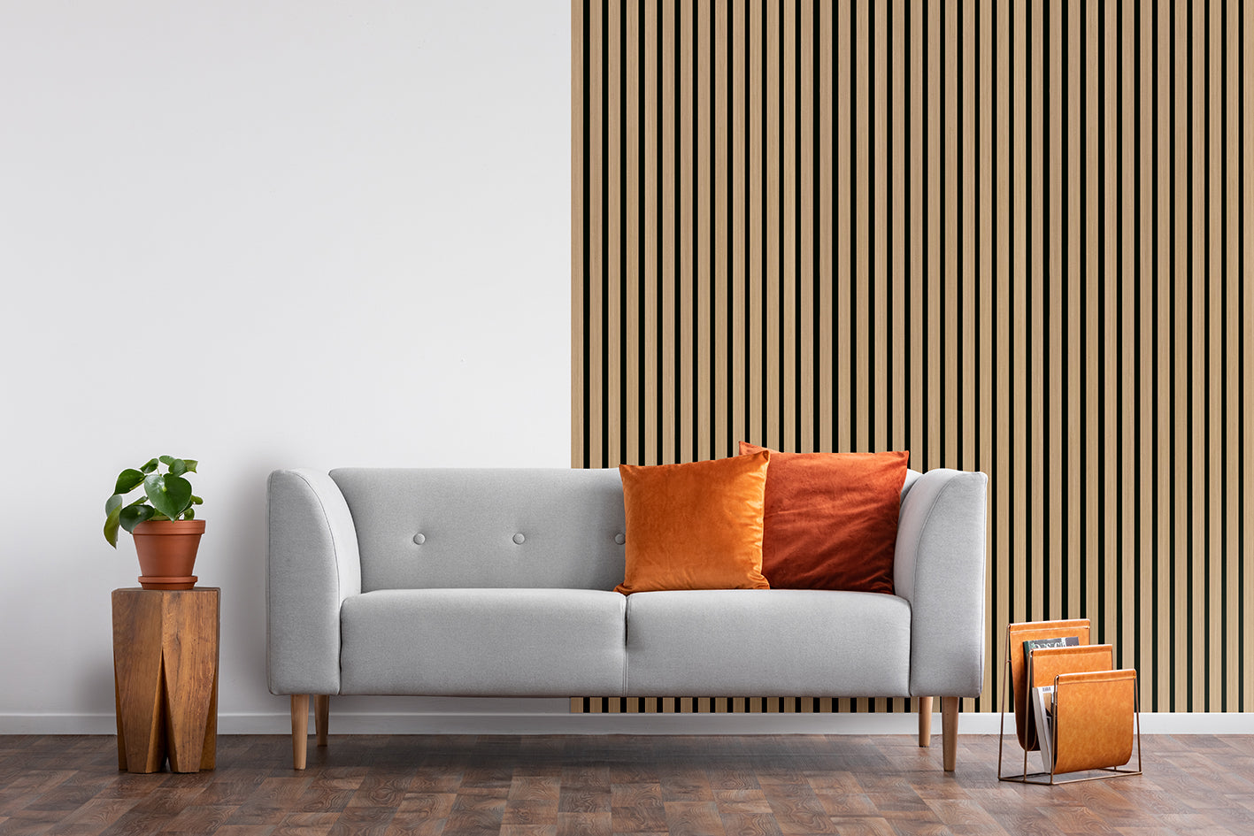 Pannelli acustici esclusivi Palissar® | 300x60 cm - Rovere chiaro (feltro acustico nero)
