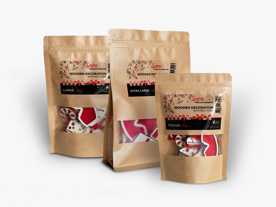 SPIRA 3D-Weihnachtsbaumanhänger – Holz &amp; Filz Dekoset