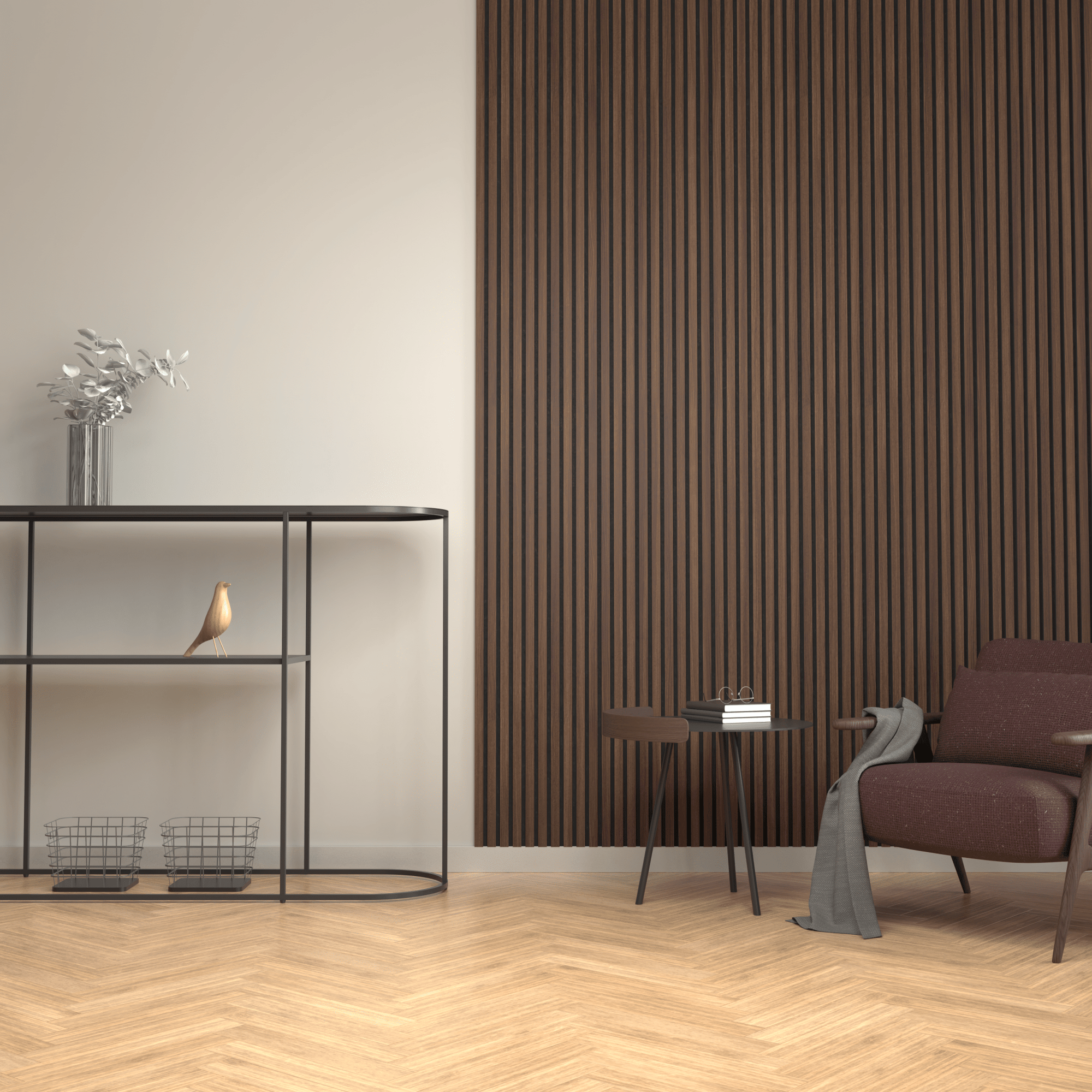Akustikpaneele Palissar® Melamine Line | 260 x 60 cm – Walnut - Palissar