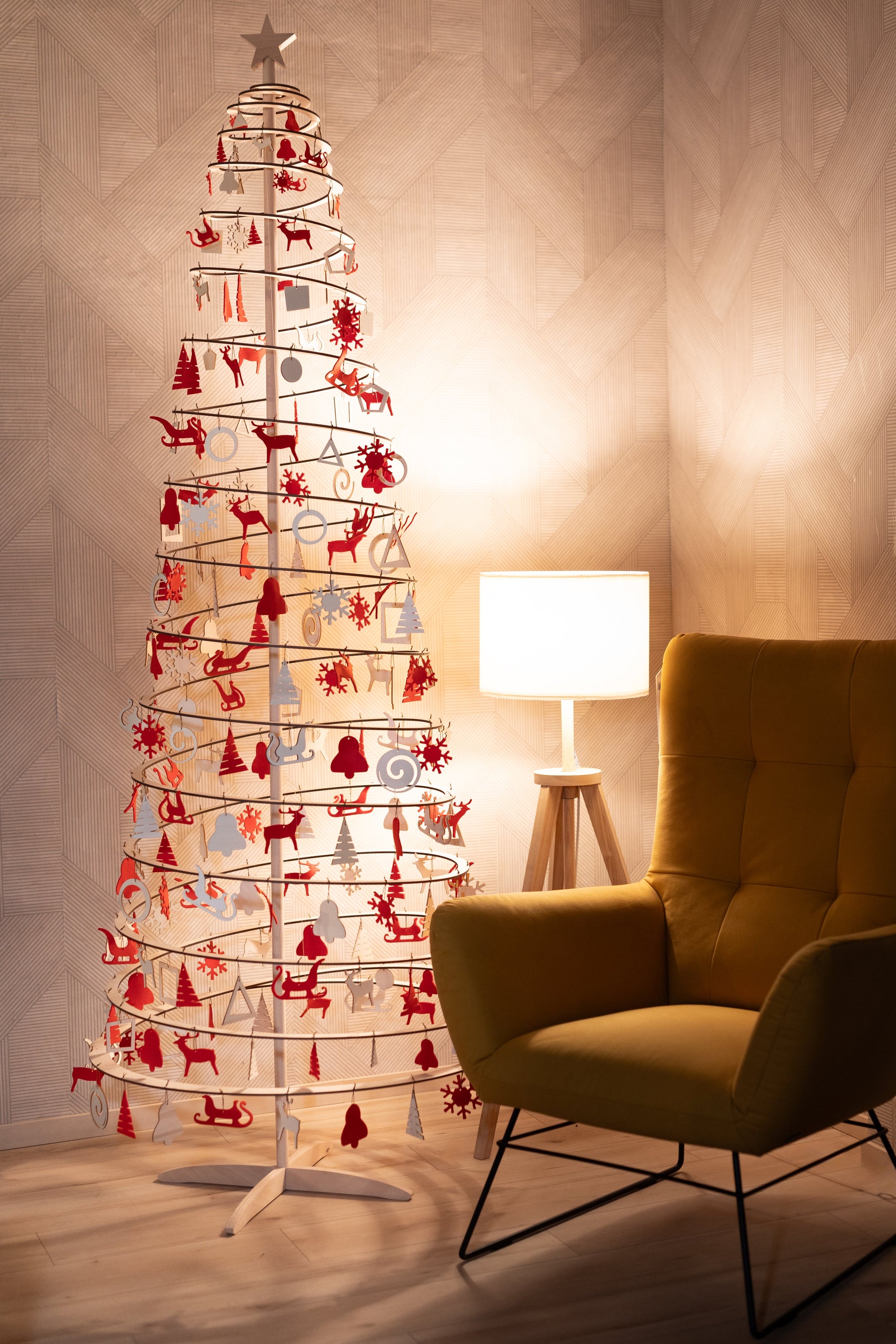 SPIRA Weihnachtsbaumanhänger | Holz &amp; Filz Dekorationsset