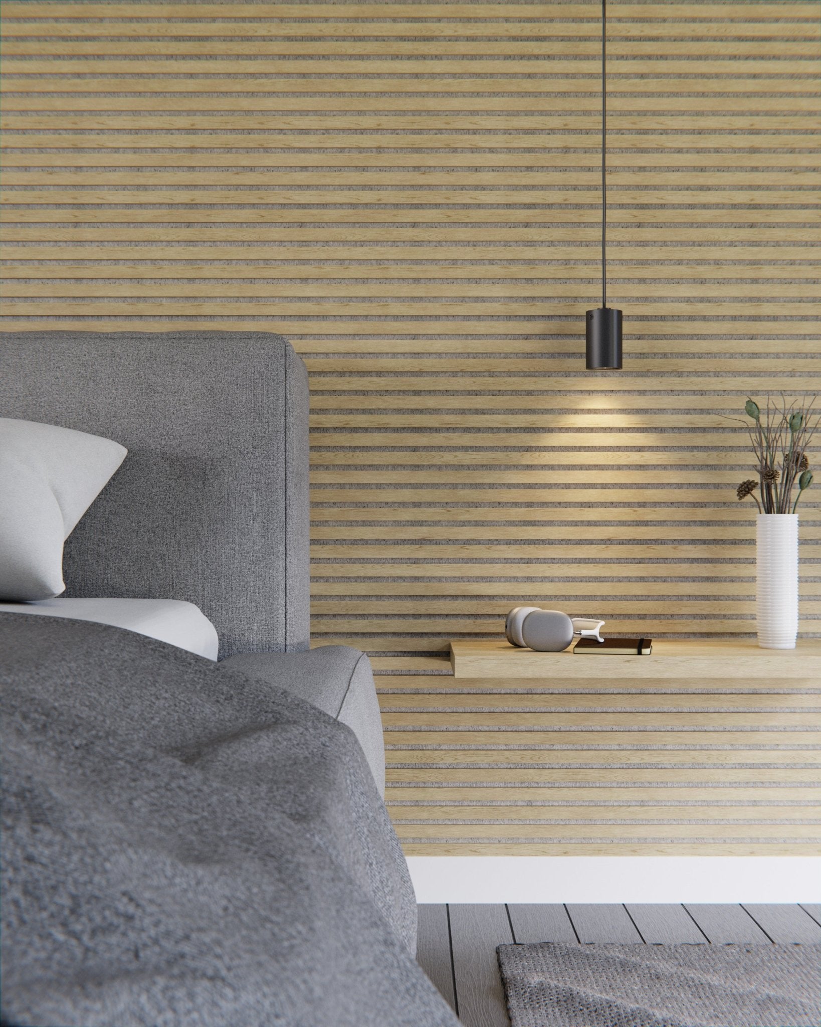 Akustikpaneele Palissar® Exklusiv | 300x60 cm - Oak mit grauem Filz - Palissar