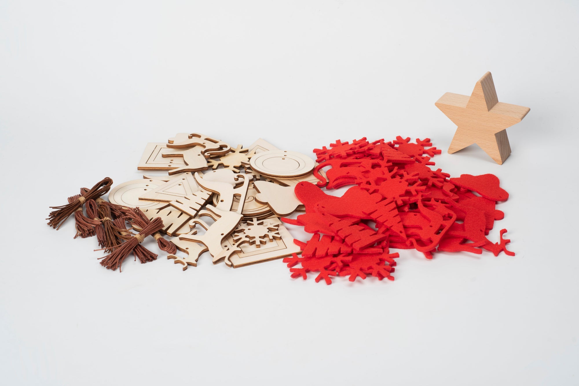 SPIRA Weihnachtsbaumanhänger | Holz &amp; Filz Dekorationsset