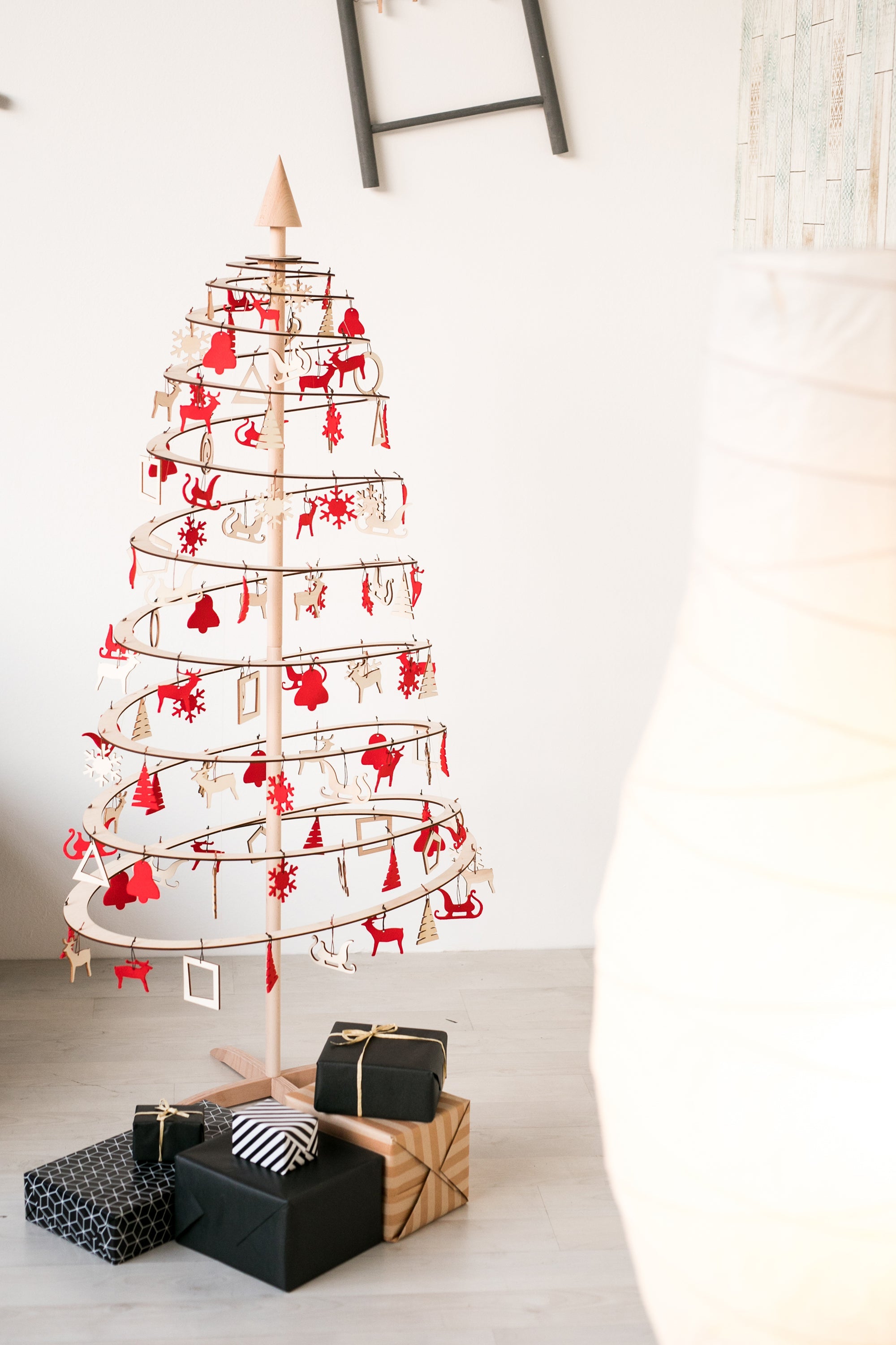 SPIRA Weihnachtsbaumanhänger | Holz &amp; Filz Dekorationsset