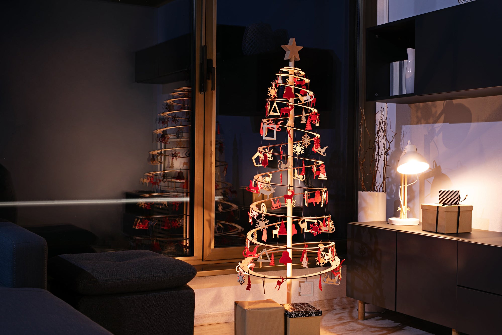 SPIRA Weihnachtsbaumanhänger | Holz &amp; Filz Dekorationsset